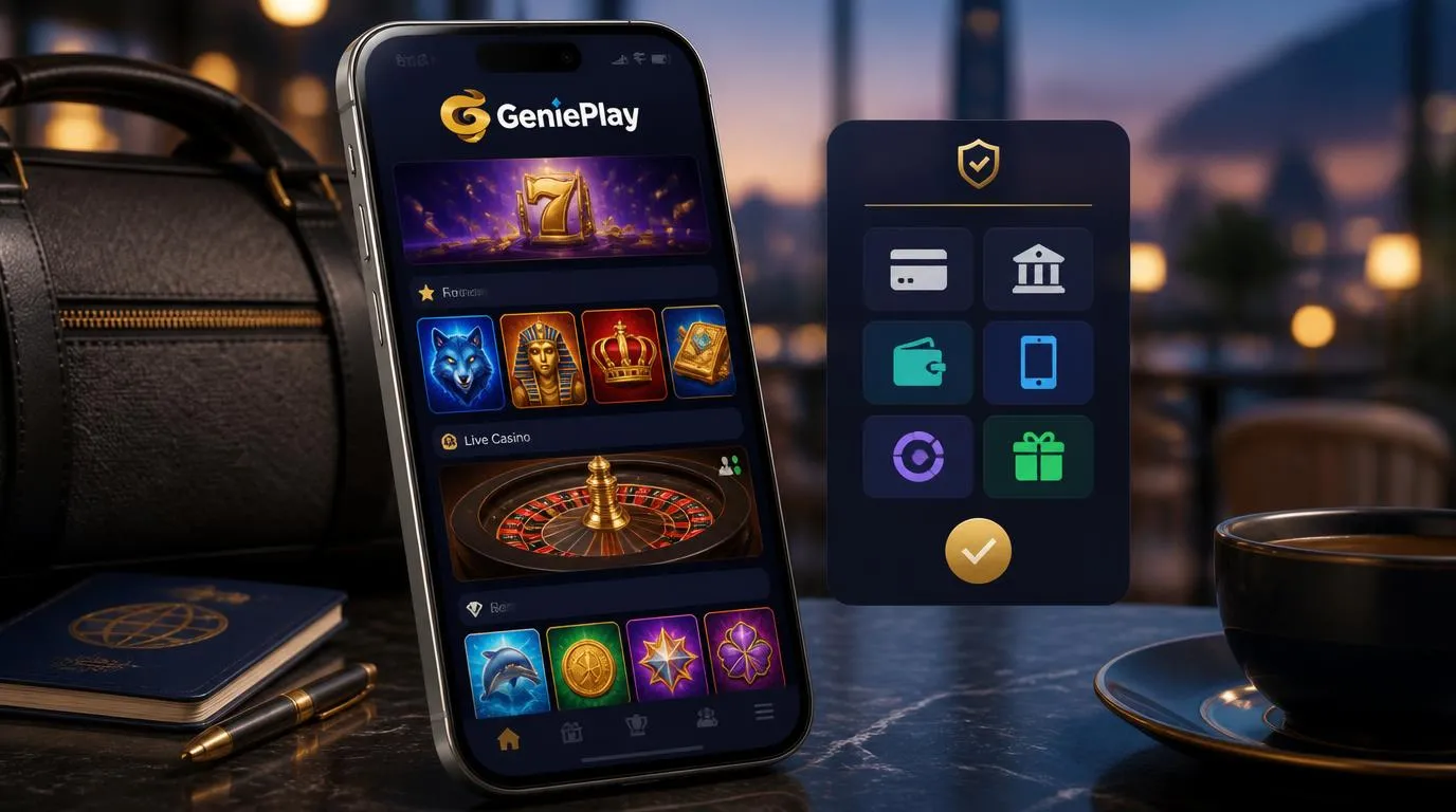 Mobiles Casino-Spiel mit Slot-Auswahl, Live-Casino und schnellen Zahlungsmethoden auf einem Smartphone